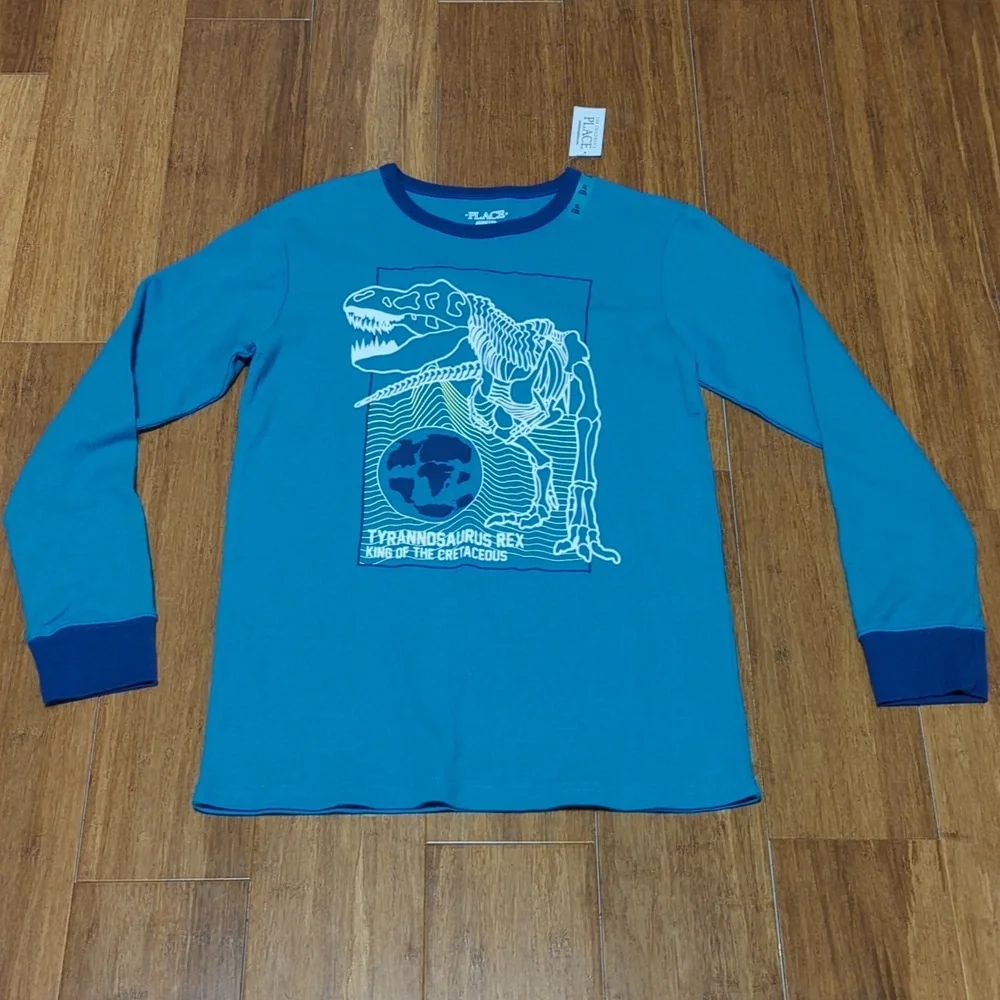 The Children's Place Dinosaur Long Sleeve Thermal Waffle Knit Shirt Boys Size XL